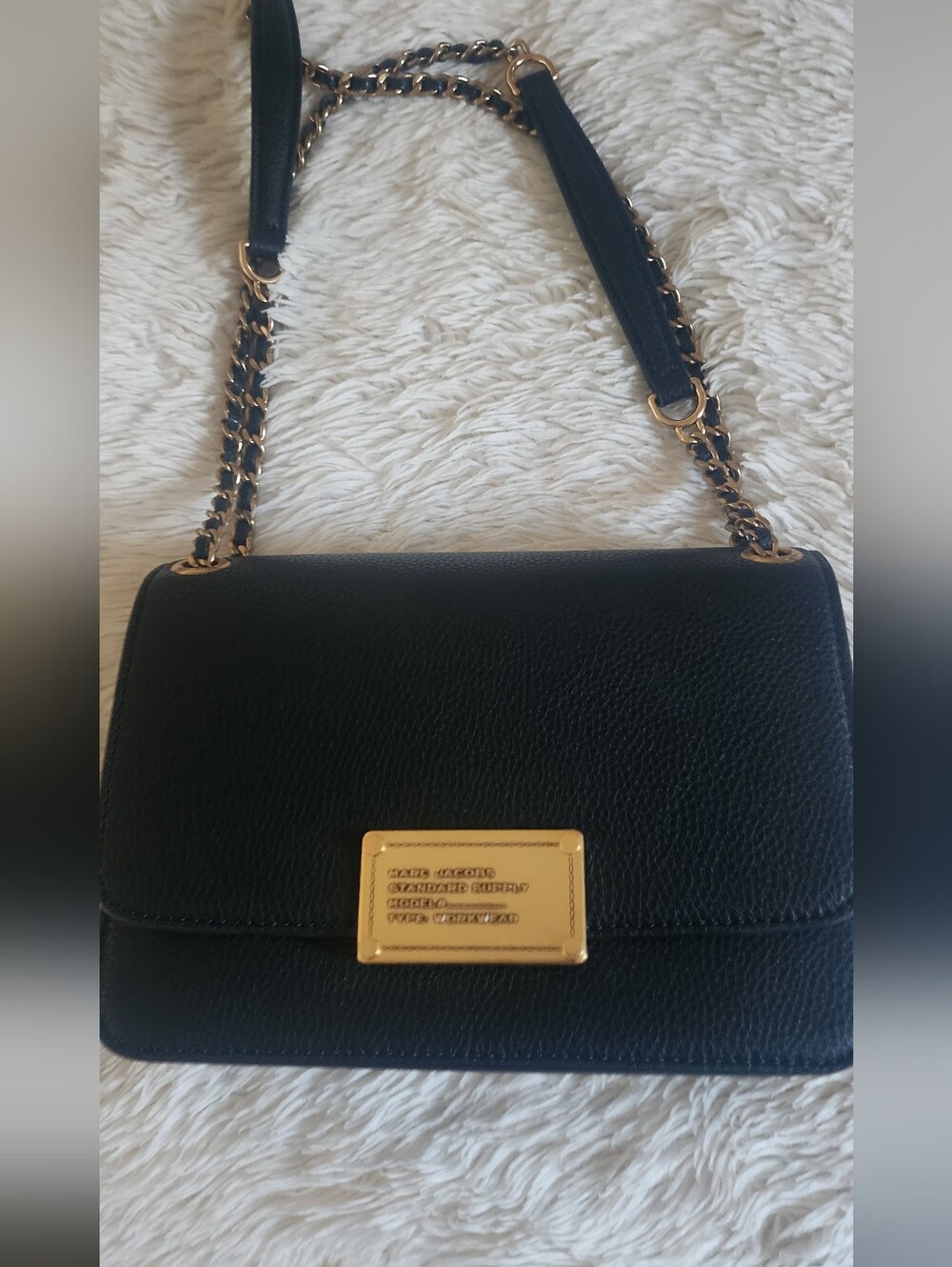 Marc Jacobs Black Leather Shoulder Bag with Gold Hardware